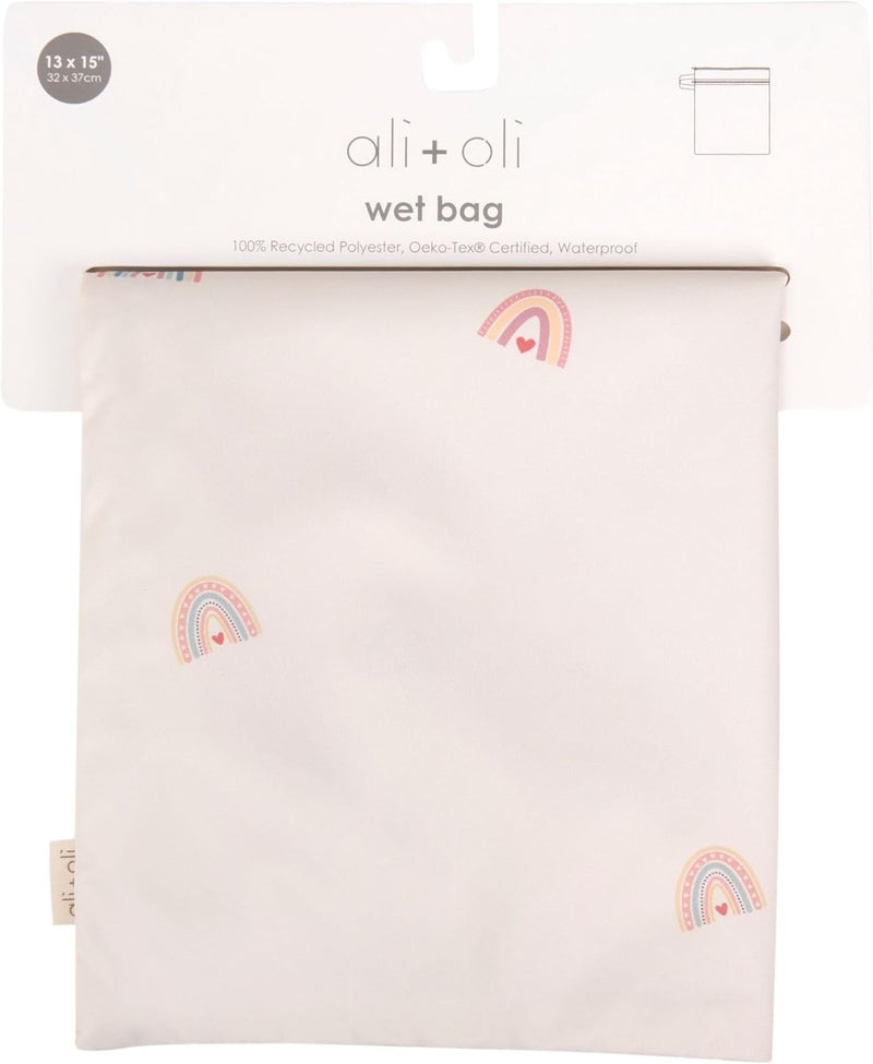 Ali+Oli Water Resistant Dual-Compartment Wet-Dry Bag for Travel, Hook to Stroller, Daycare, Diapers, Diaper Bag, Clutch Bag,15x12 inches (Rainbows) - Image 5